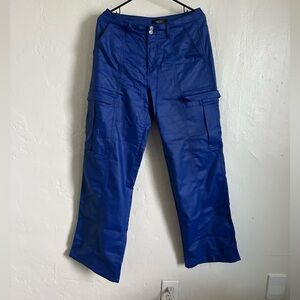 Blue leather cargo pants